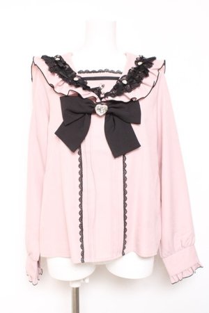 画像: DearMyLove / ハートリボンたっぷりフリルセーラーブラウス L ピンク Y-26-02-04-069-EL-BL-SZ-ZY