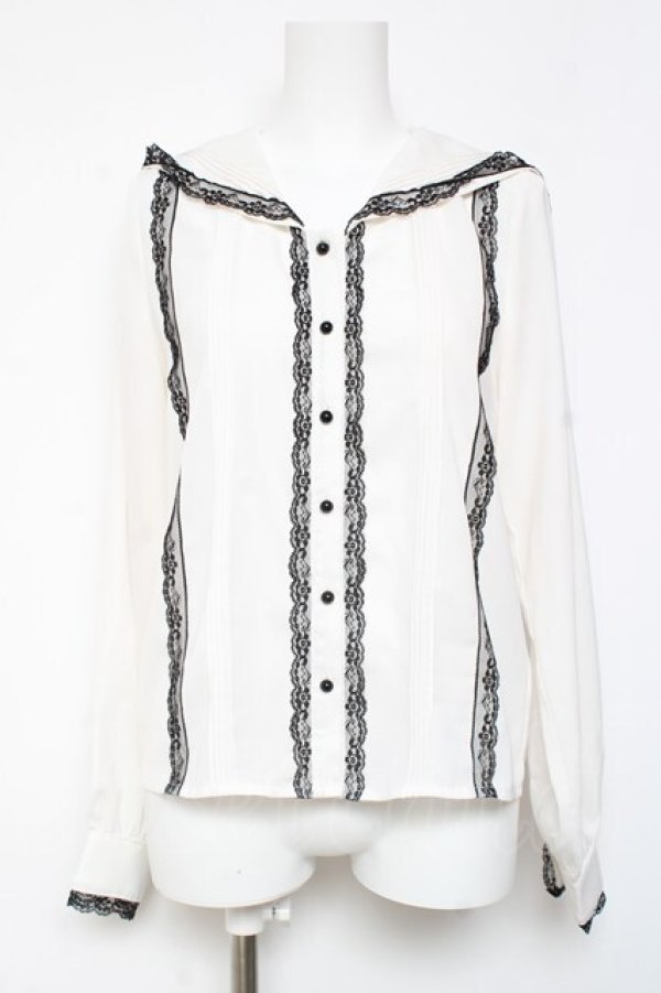 画像1: MA*RS / レースラインセーラーブラウス  白 Y-26-02-04-070-EL-BL-SZ-ZY (1)