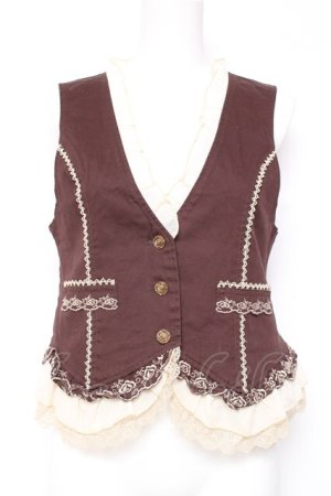 画像: axes femme / 花刺繍3Bベスト M 茶 Y-26-02-04-072-AX-TO-SZ-ZY
