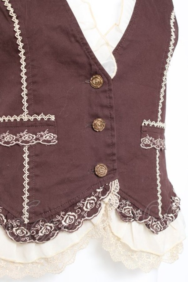 画像3: axes femme / 花刺繍3Bベスト M 茶 Y-26-02-04-072-AX-TO-SZ-ZY (3)