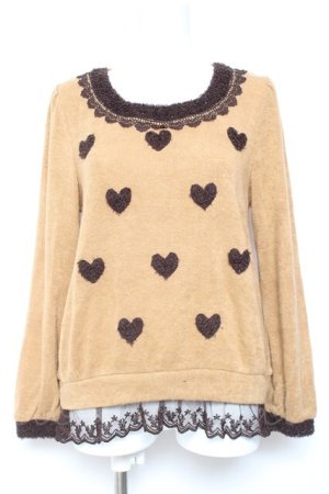 画像: axes femme / ハート柄ニットプル M キャメル Y-26-02-04-078-AX-TO-SZ-ZY