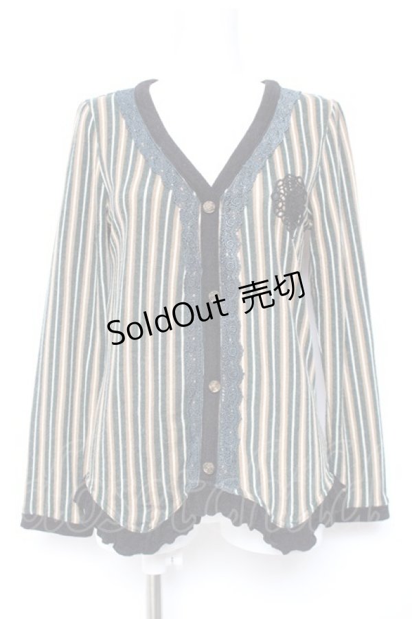 画像1: axes femme / カーディガン風ニットプルオーバー M グリーン Y-26-02-04-079-AX-TO-SZ-ZY (1)