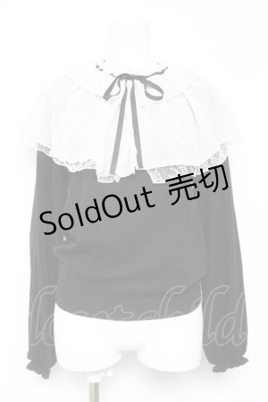 画像: axes femme / レース重ねケープニットプルオーバー M 黒 Y-26-02-04-081-AX-TO-SZ-ZY