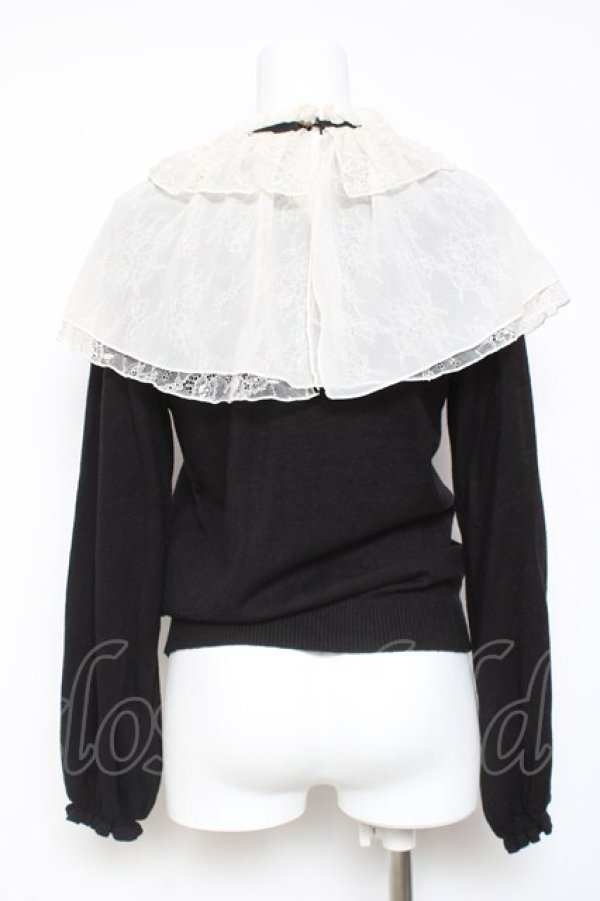 画像2: axes femme / レース重ねケープニットプルオーバー M 黒 Y-26-02-04-081-AX-TO-SZ-ZY (2)