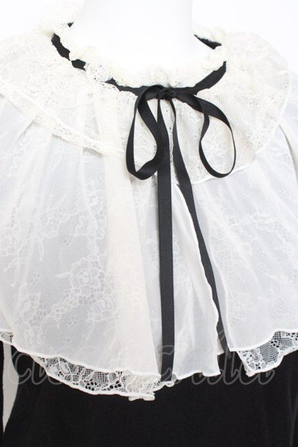 画像3: axes femme / レース重ねケープニットプルオーバー M 黒 Y-26-02-04-081-AX-TO-SZ-ZY (3)