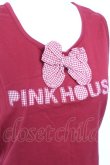 画像3: PINK HOUSE / ロゴギンガム×リボンタクトップ  赤 Y-26-02-04-084-LO-TO-SZ-ZY (3)