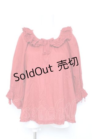 画像: PINK HOUSE / スモック風ブラウス F 赤 Y-26-02-04-085-LO-BL-SZ-ZY