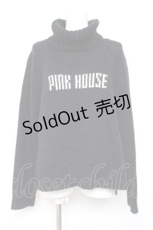 画像: PINK HOUSE / 2021ハッピーセットロゴハイネックニットトップス  黒 Y-26-02-04-088-LO-SK-SZ-ZY