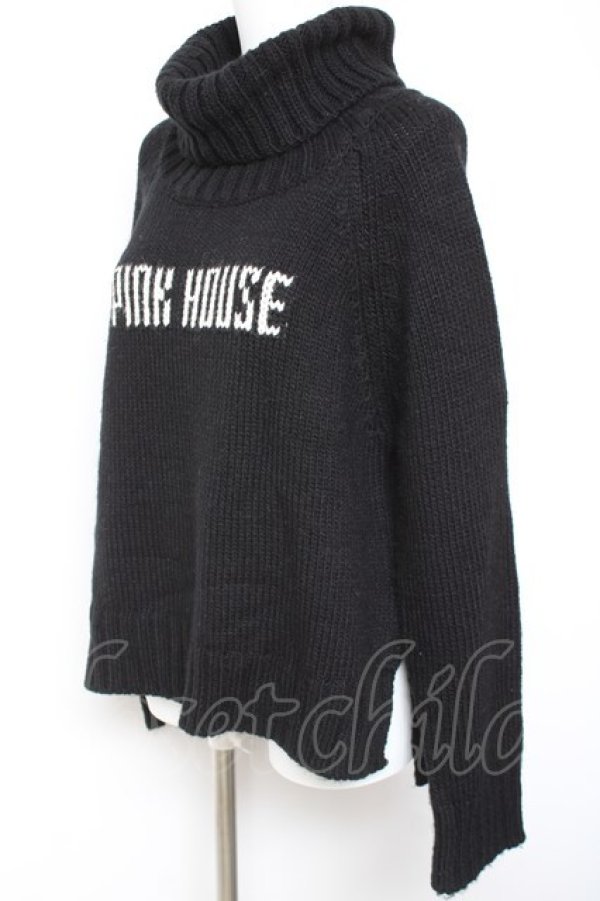 画像2: PINK HOUSE / 2021ハッピーセットロゴハイネックニットトップス  黒 Y-26-02-04-088-LO-SK-SZ-ZY (2)