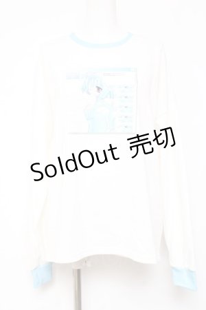 画像: ACDC RAG / なかみタケオコラボ 恋愛界隈01ちゃん ロンT  ホワイト×サックス Y-26-02-04-092-PU-TO-SZ-ZY