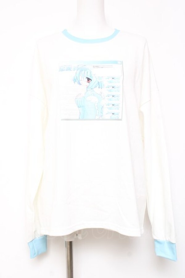 画像1: ACDC RAG / なかみタケオコラボ 恋愛界隈01ちゃん ロンT  ホワイト×サックス Y-26-02-04-092-PU-TO-SZ-ZY (1)