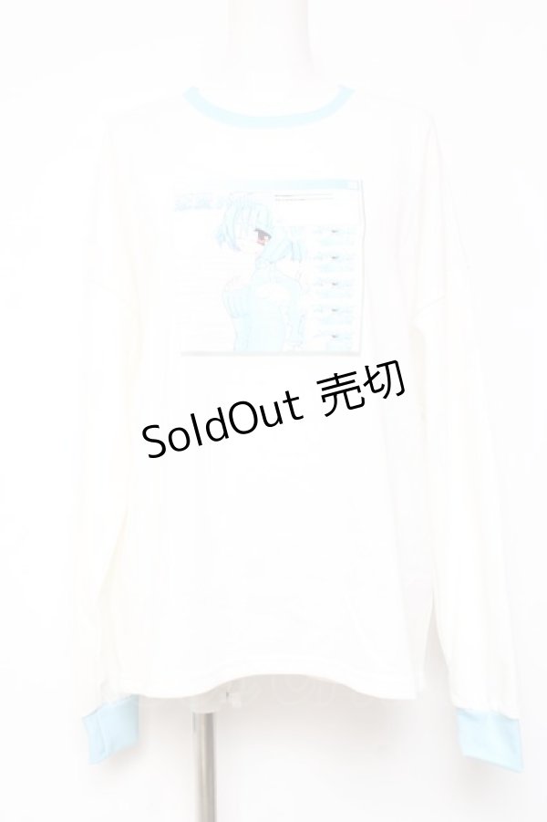 画像1: ACDC RAG / なかみタケオコラボ 恋愛界隈01ちゃん ロンT  ホワイト×サックス Y-26-02-04-092-PU-TO-SZ-ZY (1)