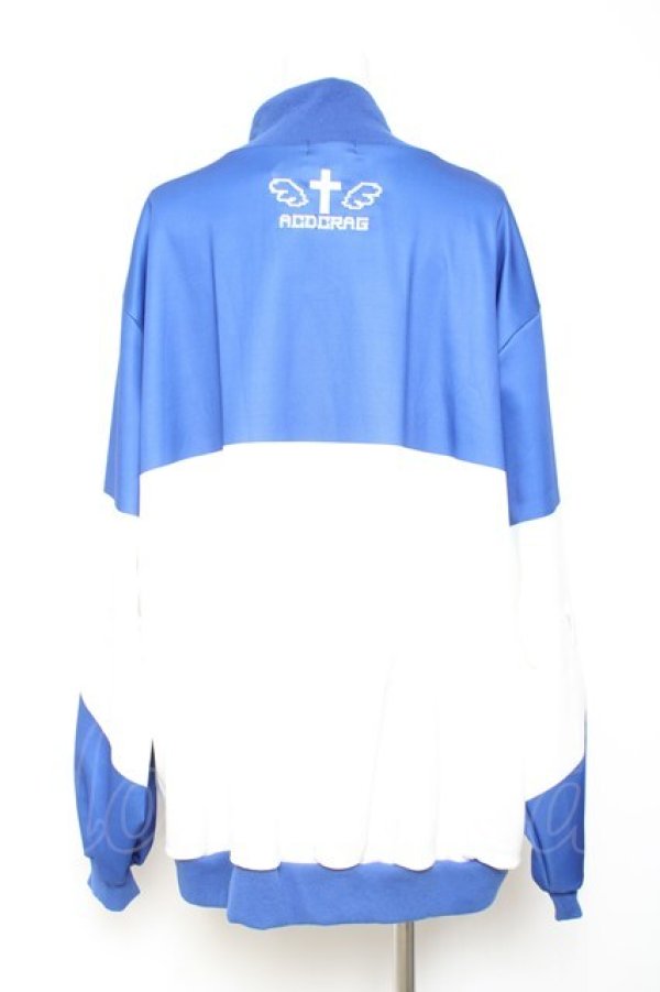 画像2: ACDC RAG / ドットネコジャージジャケット  白×青 Y-26-02-04-094-PU-JA-SZ-ZY (2)