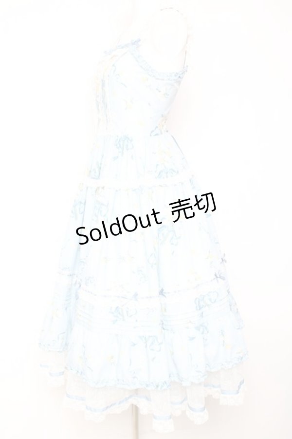 画像2: Mademoiselle Pearl / Embroidery Bodice Blue Floral Dress XS サックス Y-26-02-04-098-LO-OP-SZ-ZY (2)