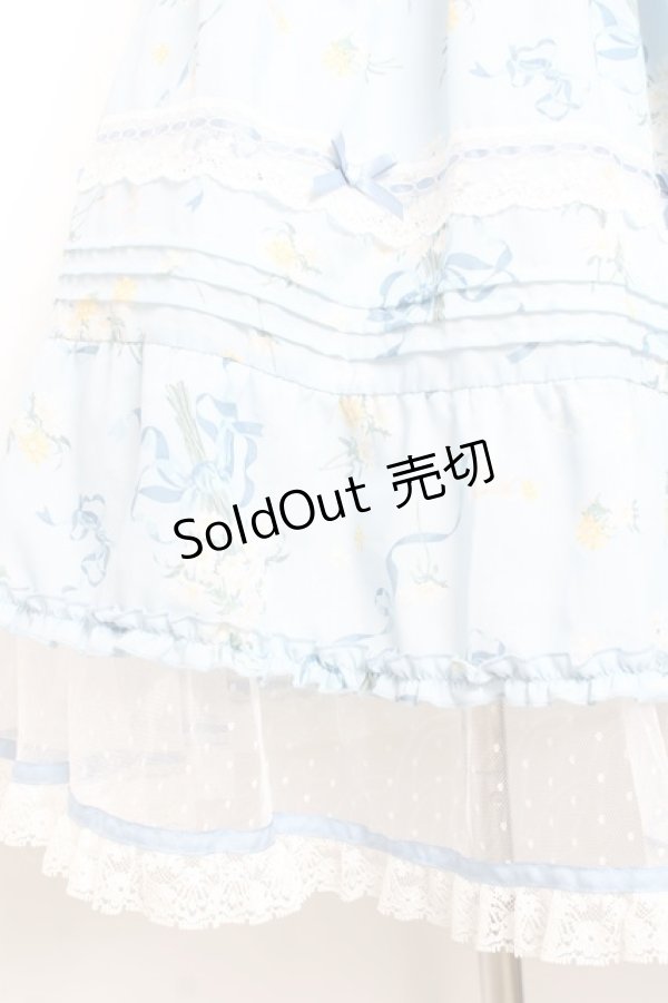 画像5: Mademoiselle Pearl / Embroidery Bodice Blue Floral Dress XS サックス Y-26-02-04-098-LO-OP-SZ-ZY (5)