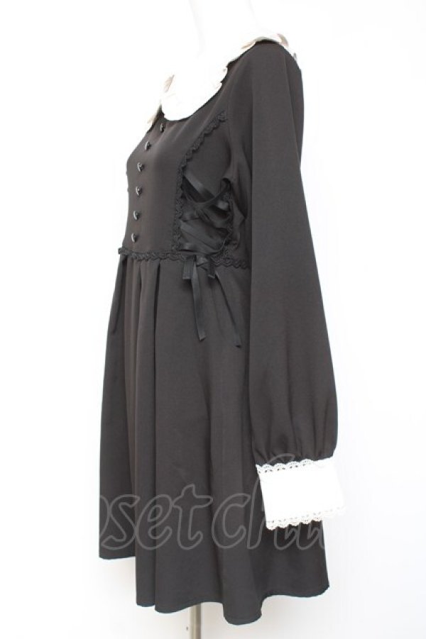 画像2: DearMyLove / サイドレースアップリボンワンピース M 黒 Y-26-02-04-100-EL-OP-SZ-ZY (2)