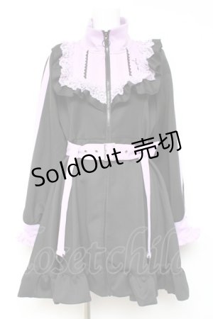 画像: DearMyLove / 十字架刺繍フリルシスタージャージワンピース L パープル×ブラック Y-26-02-04-102-EL-OP-SZ-ZY