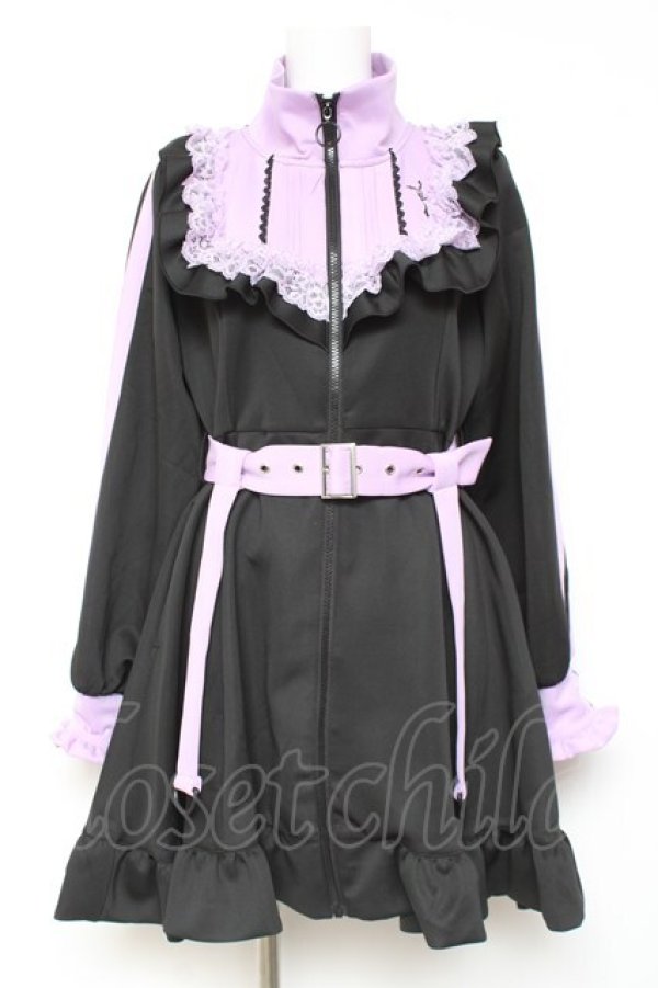 画像1: DearMyLove / 十字架刺繍フリルシスタージャージワンピース L パープル×ブラック Y-26-02-04-102-EL-OP-SZ-ZY (1)