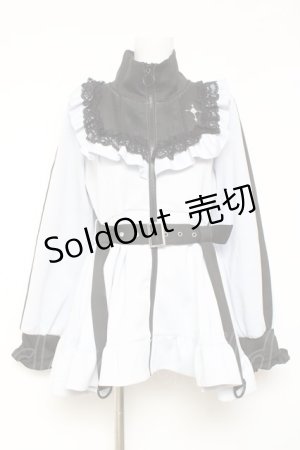 画像: DearMyLove / 十字架刺繍フリルシスタージャージワンピース M サックス×ブラック Y-26-02-04-103-EL-OP-SZ-ZY