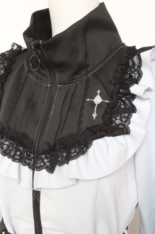 画像4: DearMyLove / 十字架刺繍フリルシスタージャージワンピース M サックス×ブラック Y-26-02-04-103-EL-OP-SZ-ZY (4)