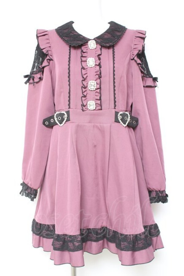 画像1: DearMyLove / キラキラビジューレース重ねフリルワンピース LL パープル Y-26-02-04-104-EL-OP-SZ-ZY (1)