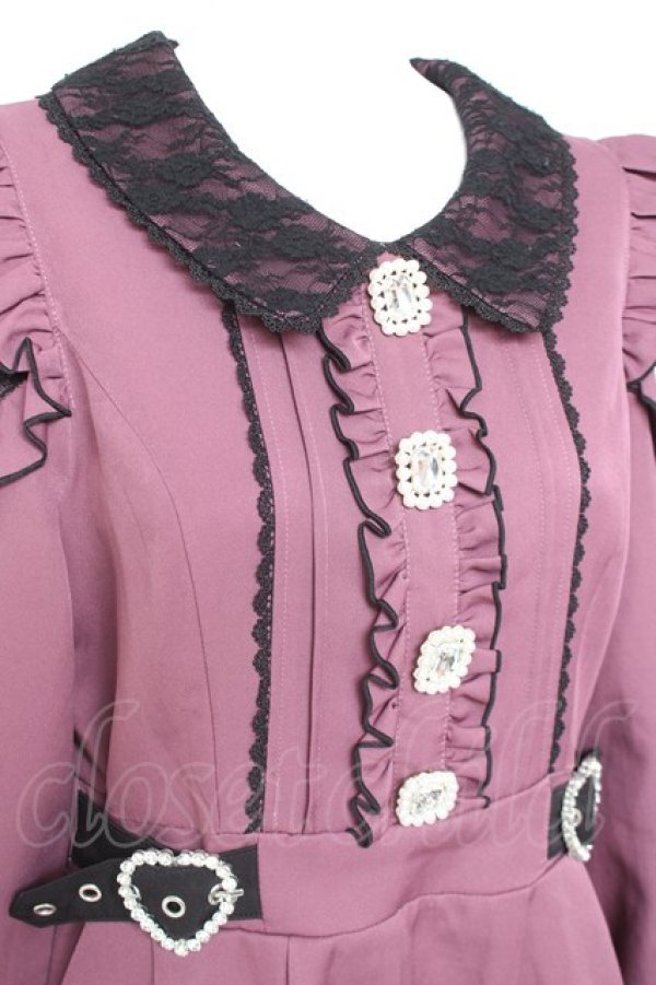 画像4: DearMyLove / キラキラビジューレース重ねフリルワンピース LL パープル Y-26-02-04-104-EL-OP-SZ-ZY (4)