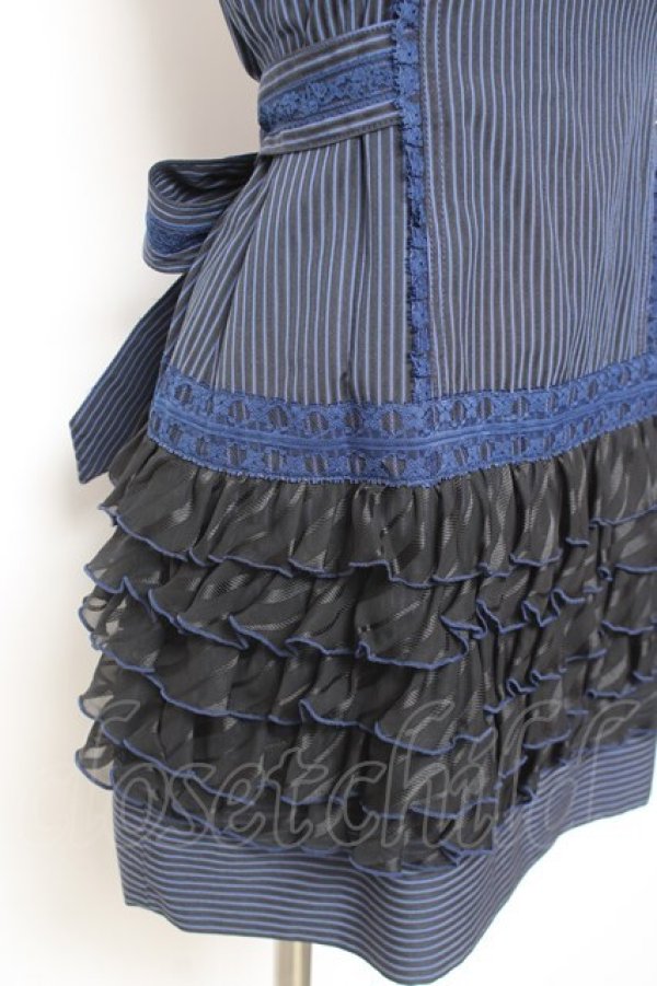 画像4: ALGONQUINS / ストライプフリルジャンスカ F 紺 Y-26-02-04-105-AL-OP-SZ-ZY (4)