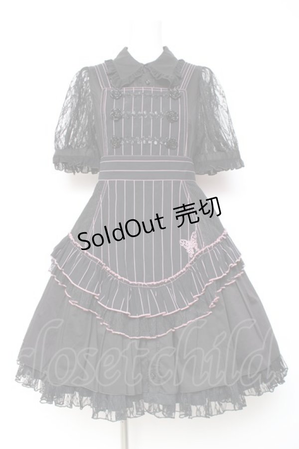 画像1: ALGONQUINS / エプロンジャンスカワンピースセット  黒×ピンク Y-26-02-04-106-AL-OP-SZ-ZY (1)