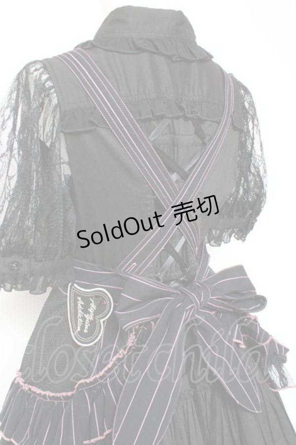 画像4: ALGONQUINS / エプロンジャンスカワンピースセット  黒×ピンク Y-26-02-04-106-AL-OP-SZ-ZY (4)