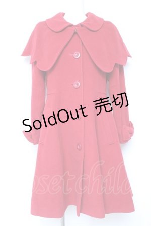 画像: Leur Getter / スカラップケープコート M レッド Y-26-02-04-109-LU-CO-SZ-ZY