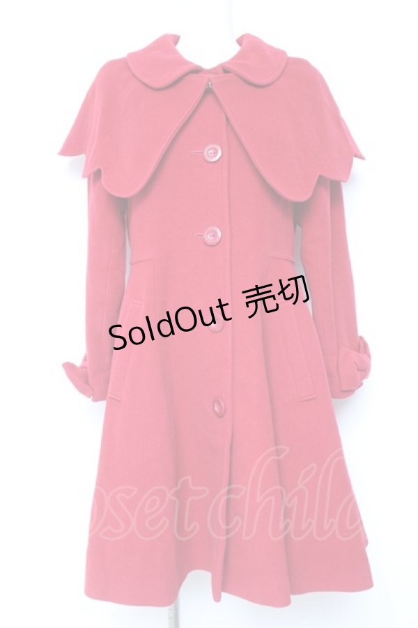 画像1: Leur Getter / スカラップケープコート M レッド Y-26-02-04-109-LU-CO-SZ-ZY (1)