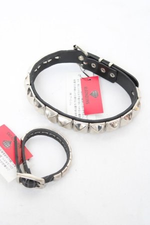 画像: ALGONQUINS / スタッズチョーカー&ブレスレット  黒×シルバー Y-26-02-04-014-AL-AC-SZ-ZY