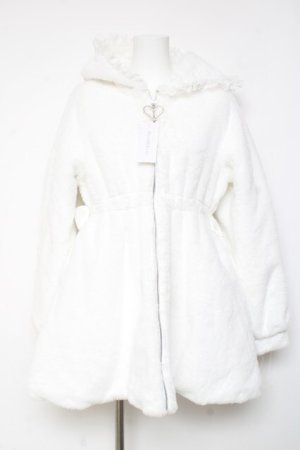 画像: DearMyLove / 選べるフードデザインフレアファーコート M-L 白 Y-26-02-04-113-EL-CO-SZ-ZY