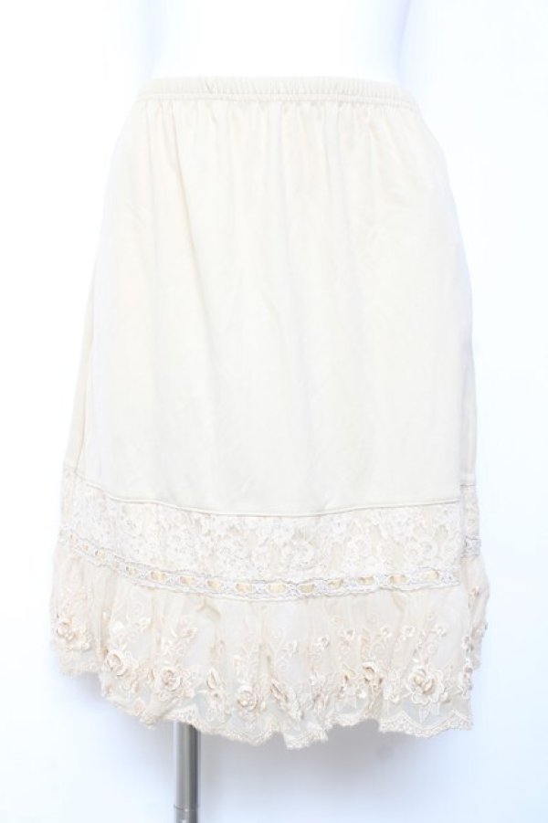 画像1: axes femme / バラ刺繍ペチスカート M 生成り Y-26-02-04-117-AX-SK-SZ-ZY (1)