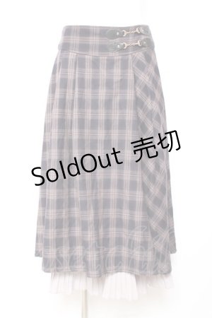 画像: axes femme / 裾プリーツチェック柄スカート M パープル Y-26-02-04-119-AX-SK-SZ-ZY