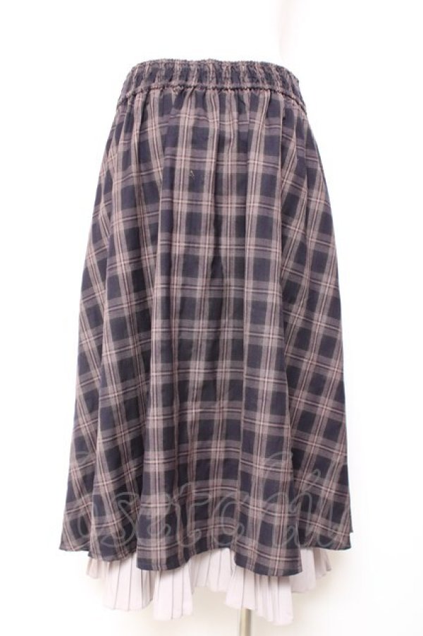 画像2: axes femme / 裾プリーツチェック柄スカート M パープル Y-26-02-04-119-AX-SK-SZ-ZY (2)