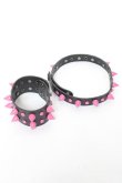 画像1: ALGONQUINS / スタッズチョーカー&ブレスレット  黒×ピンク Y-26-02-04-015-AL-AC-SZ-ZY (1)