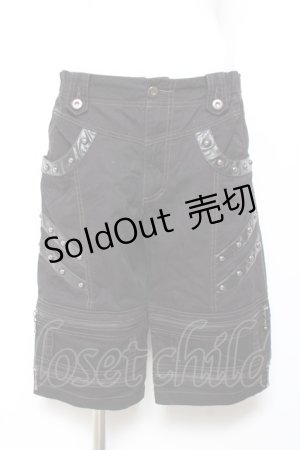 画像: ALGONQUINS / 丸スタッズ裾WZIPハーフパンツ F 黒 Y-26-02-04-122-AL-PA-SZ-ZY