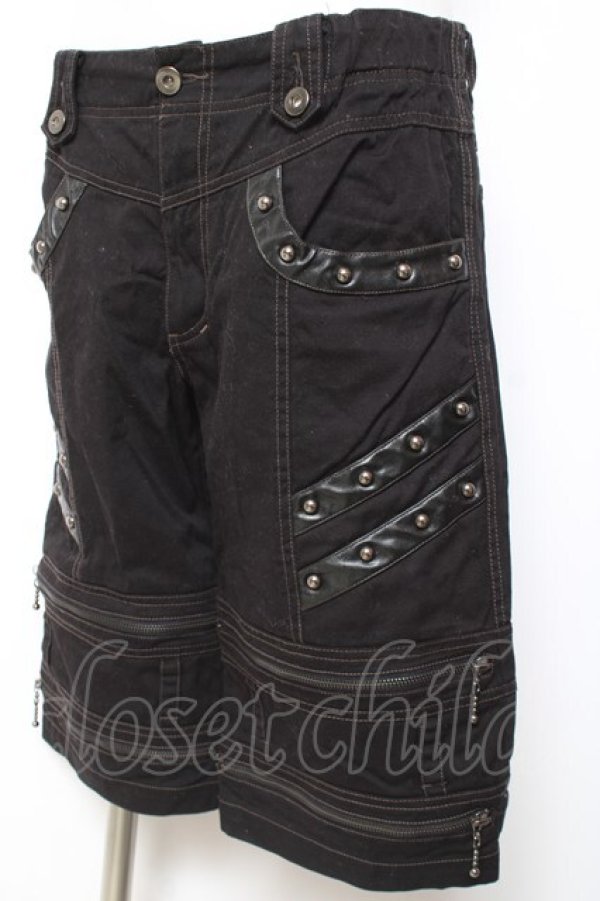 画像4: ALGONQUINS / 丸スタッズ裾WZIPハーフパンツ F 黒 Y-26-02-04-122-AL-PA-SZ-ZY (4)