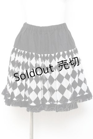 画像: PEACE NOW / ダイヤ柄チュール切替スカート M 黒×白 Y-26-02-04-123-PU-SK-SZ-ZY