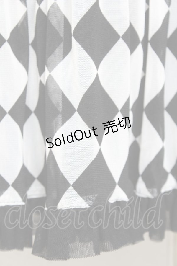 画像3: PEACE NOW / ダイヤ柄チュール切替スカート M 黒×白 Y-26-02-04-123-PU-SK-SZ-ZY (3)