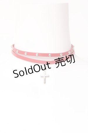 画像: ALGONQUINS / 2連レザーチョーカー  赤 Y-26-02-04-018-AL-AC-SZ-ZY