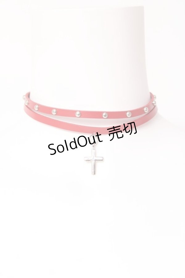 画像1: ALGONQUINS / 2連レザーチョーカー  赤 Y-26-02-04-018-AL-AC-SZ-ZY (1)