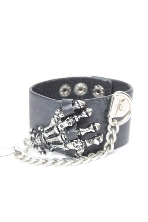 画像1: ALGONQUINS / 手骨モチーフブレスレット  黒 Y-26-02-04-019-AL-AC-SZ-ZY (1)