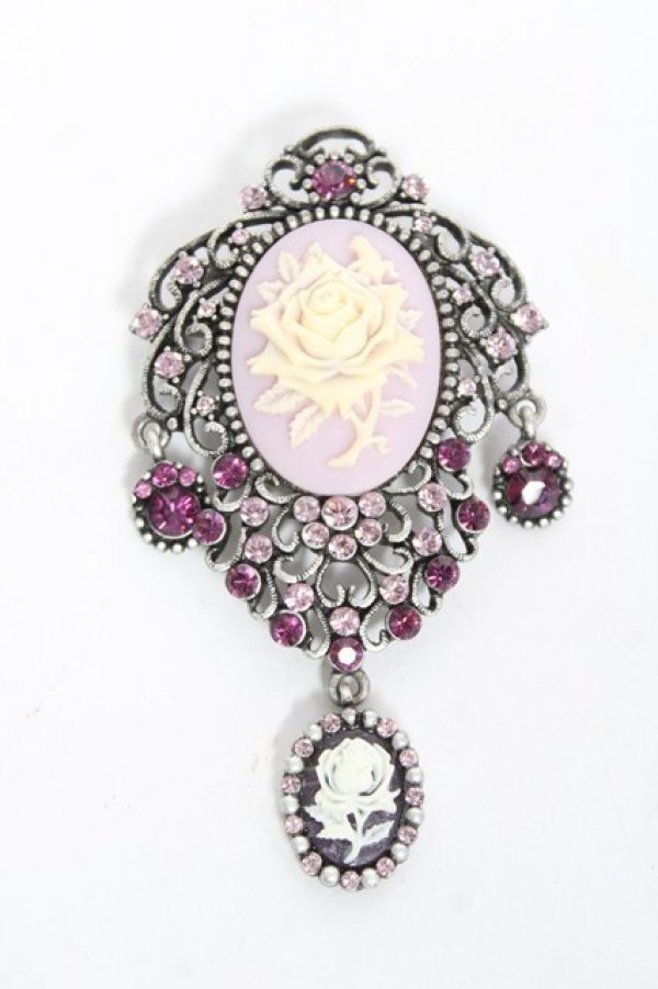 画像1: axes femme / ローズカメオブローチ  ラベンダー Y-26-02-04-021-AX-AC-SZ-ZY (1)