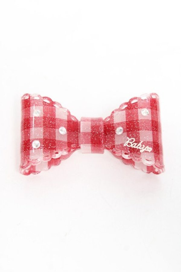 画像3: BABY, THE STARS SHINE BRIGHT / ギンガムリボンバレッタ  赤 Y-26-02-04-023-BA-AC-SZ-ZY (3)