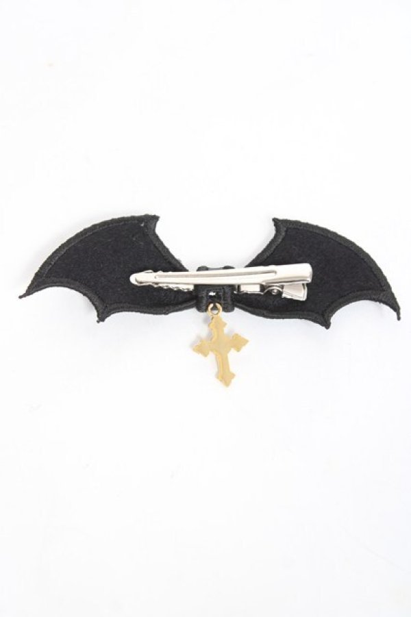 画像2: Angelic Pretty / Horror Bat Crossクリップ  黒 Y-26-02-04-030-AP-AC-SZ-ZY (2)