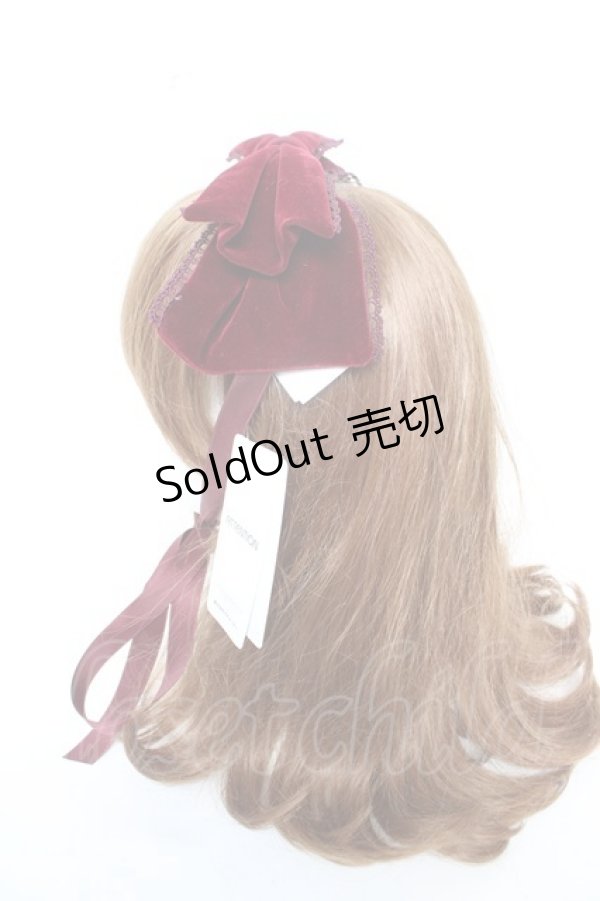 画像2: axes femme kawaii / ベロアリボンヘッドドレス  ワイン Y-26-02-05-043-AX-AC-SZ-ZY (2)