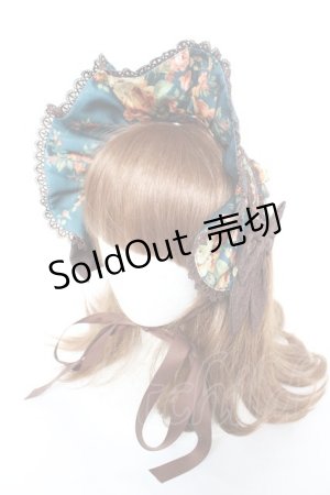 画像: axes femme kawaii / アンティークローズ柄ハーフボンネット  グリーン Y-26-02-05-044-AX-AC-SZ-ZY