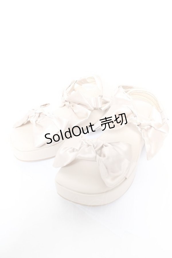 画像1: axes femme POETIQUE / サテンリボンサンダル L ベージュ Y-26-02-05-045-AX-SH-SZ-ZY (1)